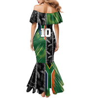 Custom Aotearoa South Africa Rugby Freedom Cup Mermaid Dress Maori Silver Fern Art and Sporty Flag SA - Polynesian Pride