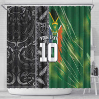 Custom Aotearoa South Africa Rugby Freedom Cup Shower Curtain Maori Silver Fern Art and Sporty Flag SA - Polynesian Pride