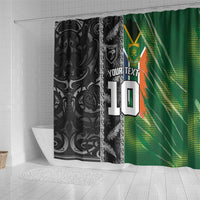 Custom Aotearoa South Africa Rugby Freedom Cup Shower Curtain Maori Silver Fern Art and Sporty Flag SA - Polynesian Pride