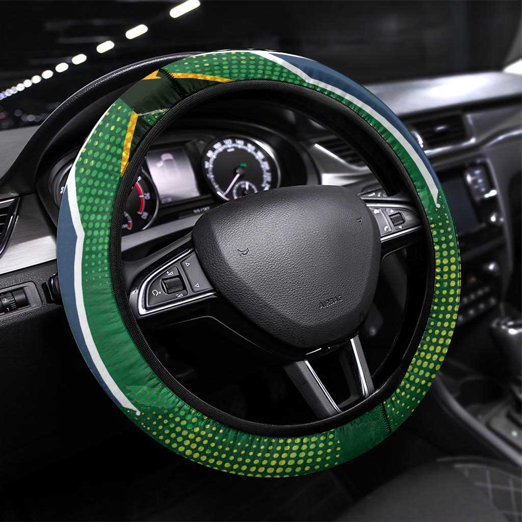 Aotearoa South Africa Rugby Freedom Cup Steering Wheel Cover Maori Silver Fern Art and Sporty Flag SA - Polynesian Pride