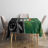 Custom Aotearoa South Africa Rugby Freedom Cup Tablecloth Maori Silver Fern Art and Sporty Flag SA - Polynesian Pride