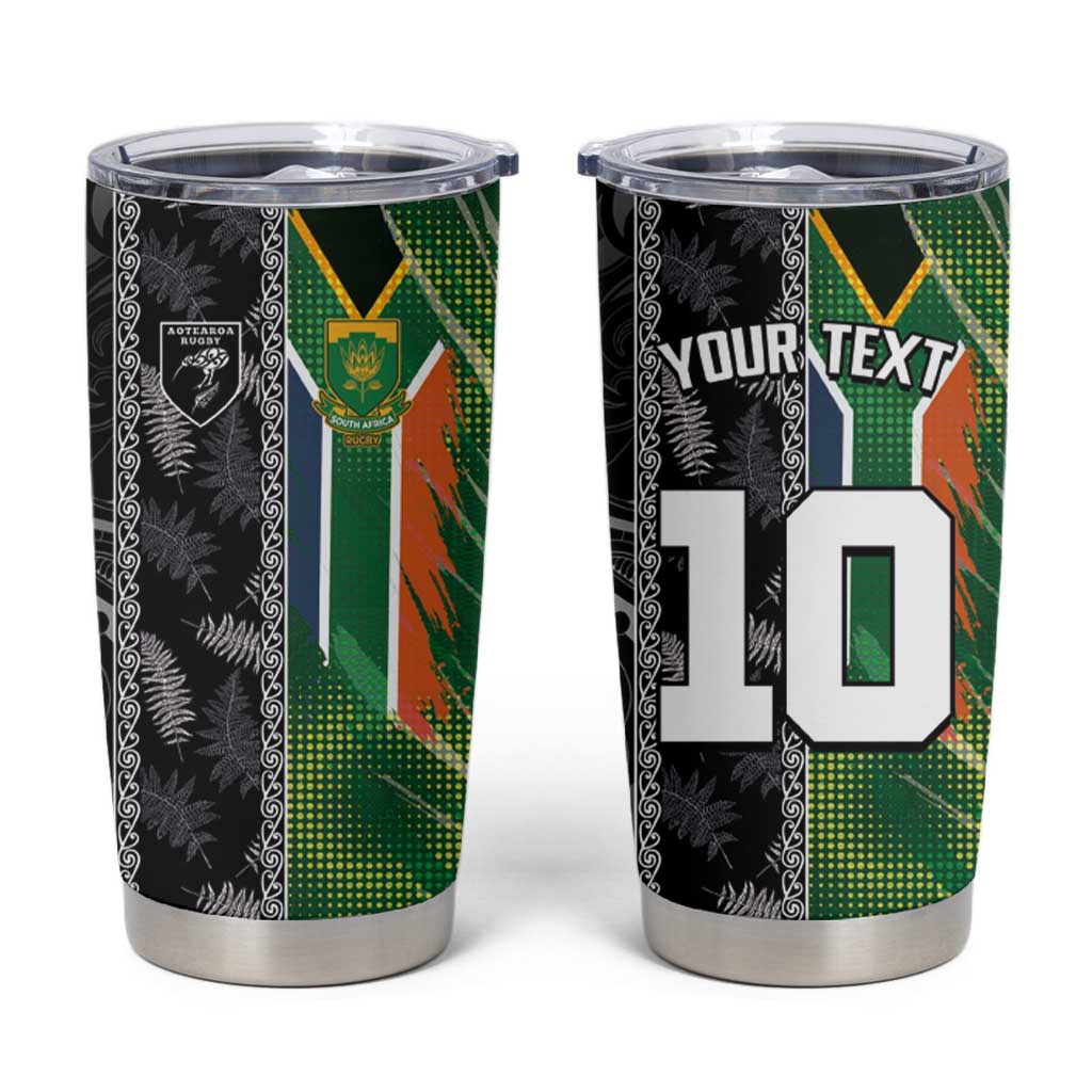 Custom Aotearoa South Africa Rugby Freedom Cup Tumbler Cup Maori Silver Fern Art and Sporty Flag SA - Polynesian Pride