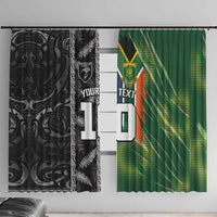 Custom Aotearoa South Africa Rugby Freedom Cup Window Curtain Maori Silver Fern Art and Sporty Flag SA - Polynesian Pride
