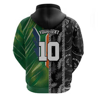 Custom Aotearoa South Africa Rugby Freedom Cup Zip Hoodie Maori Silver Fern Art and Sporty Flag SA - Polynesian Pride
