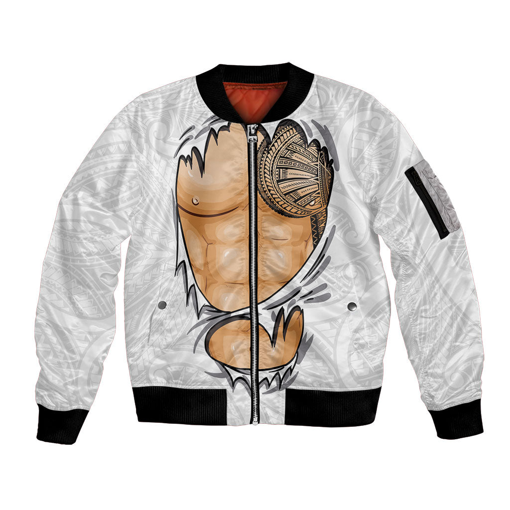 Samoan Tatau Sleeve Zip Bomber Jacket Tattoo Reveal Effect