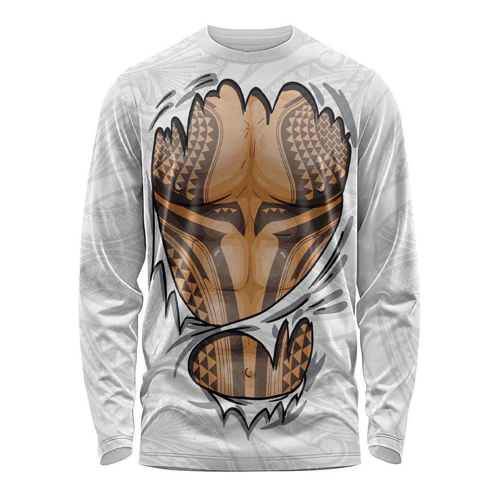 Hawaiian Kakau Long Sleeve Shirt Aquaman Tattoo Reveal Effect