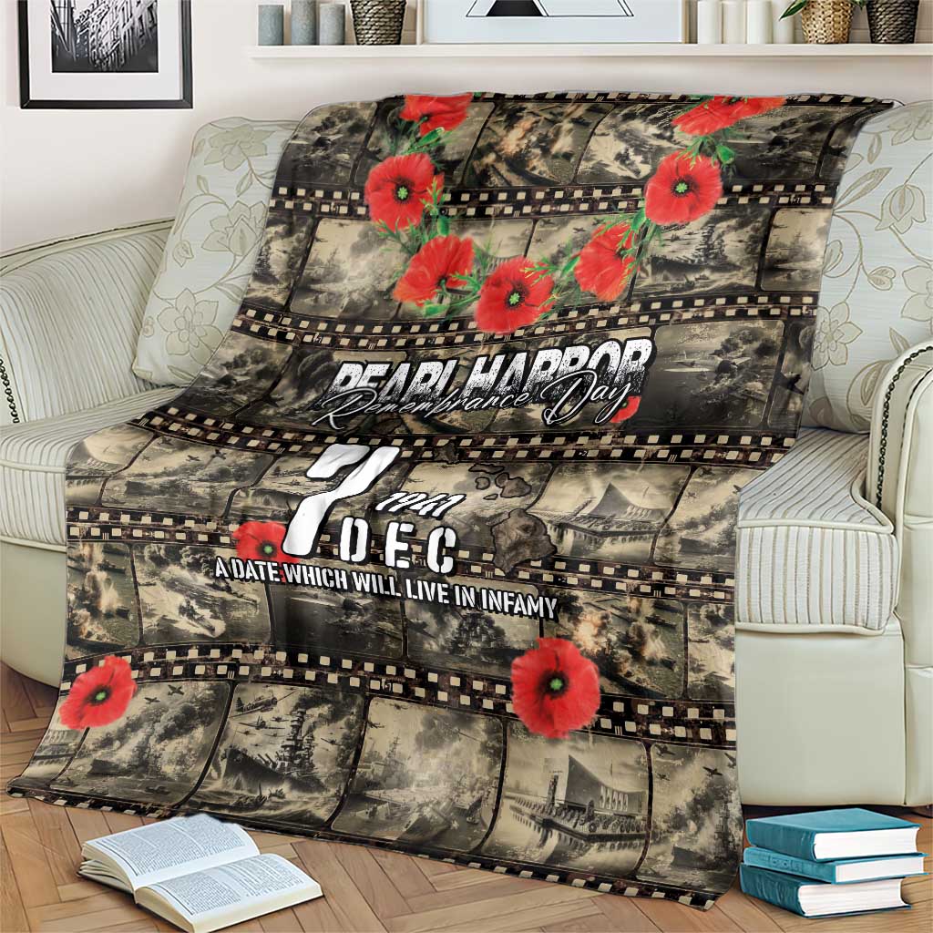 Pearl Harbor Remembrance Day Blanket Memories of December 7 with Red Poppy Lei - Polynesian Pride