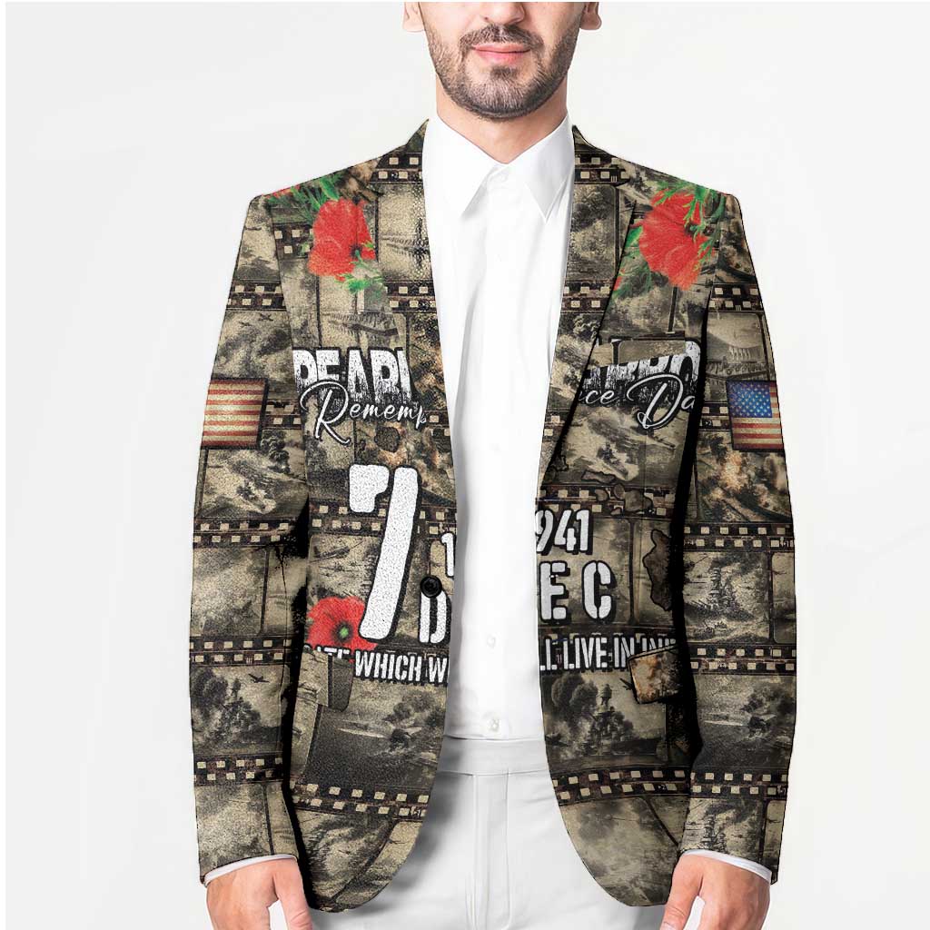 Pearl Harbor Remembrance Day Personalized Blazer Memories of December 7 with Red Poppy Lei - Polynesian Pride