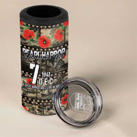Pearl Harbor Remembrance Day Personalized 4 in 1 Can Cooler Tumbler Memories of December 7 with Red Poppy Lei - Polynesian Pride