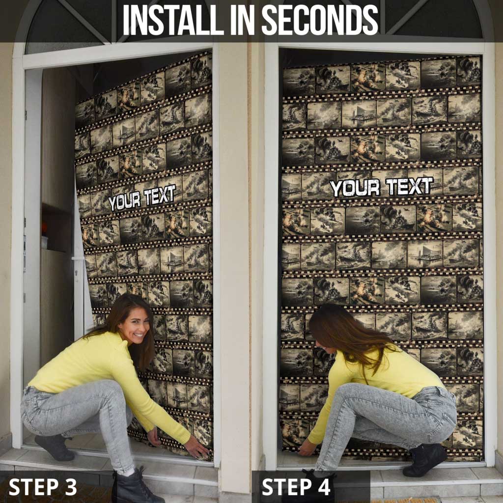 Pearl Harbor Remembrance Day Personalized Door Cover Memories of December 7 with Red Poppy Lei - Polynesian Pride