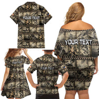 Pearl Harbor Remembrance Day Personalized Family Matching Off Shoulder Short Dress and Hawaiian Shirt Memories of December 7 with Red Poppy Lei - Polynesian Pride