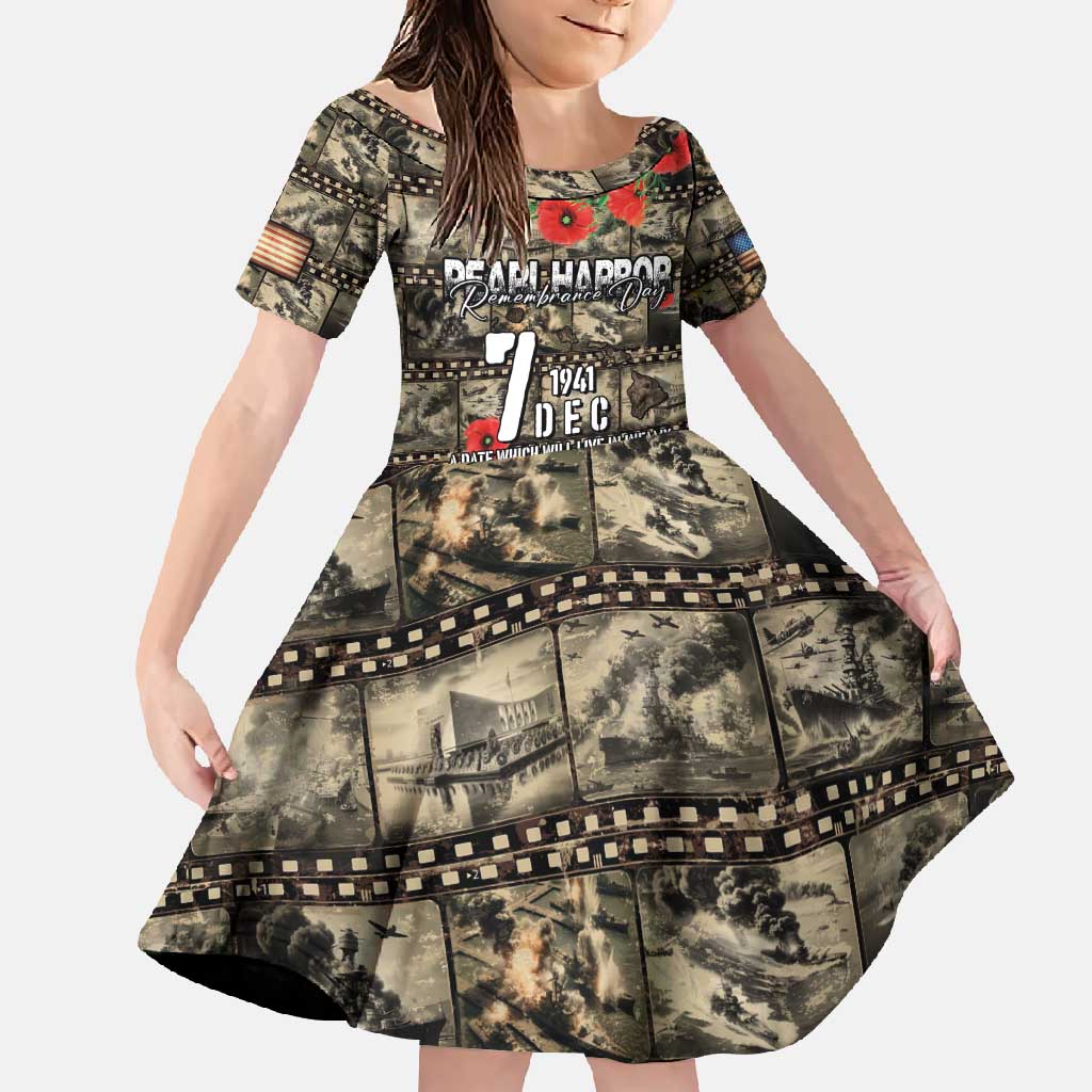 Pearl Harbor Remembrance Day Personalized Family Matching Short Sleeve Bodycon Dress and Hawaiian Shirt Memories of December 7 with Red Poppy Lei - Polynesian Pride
