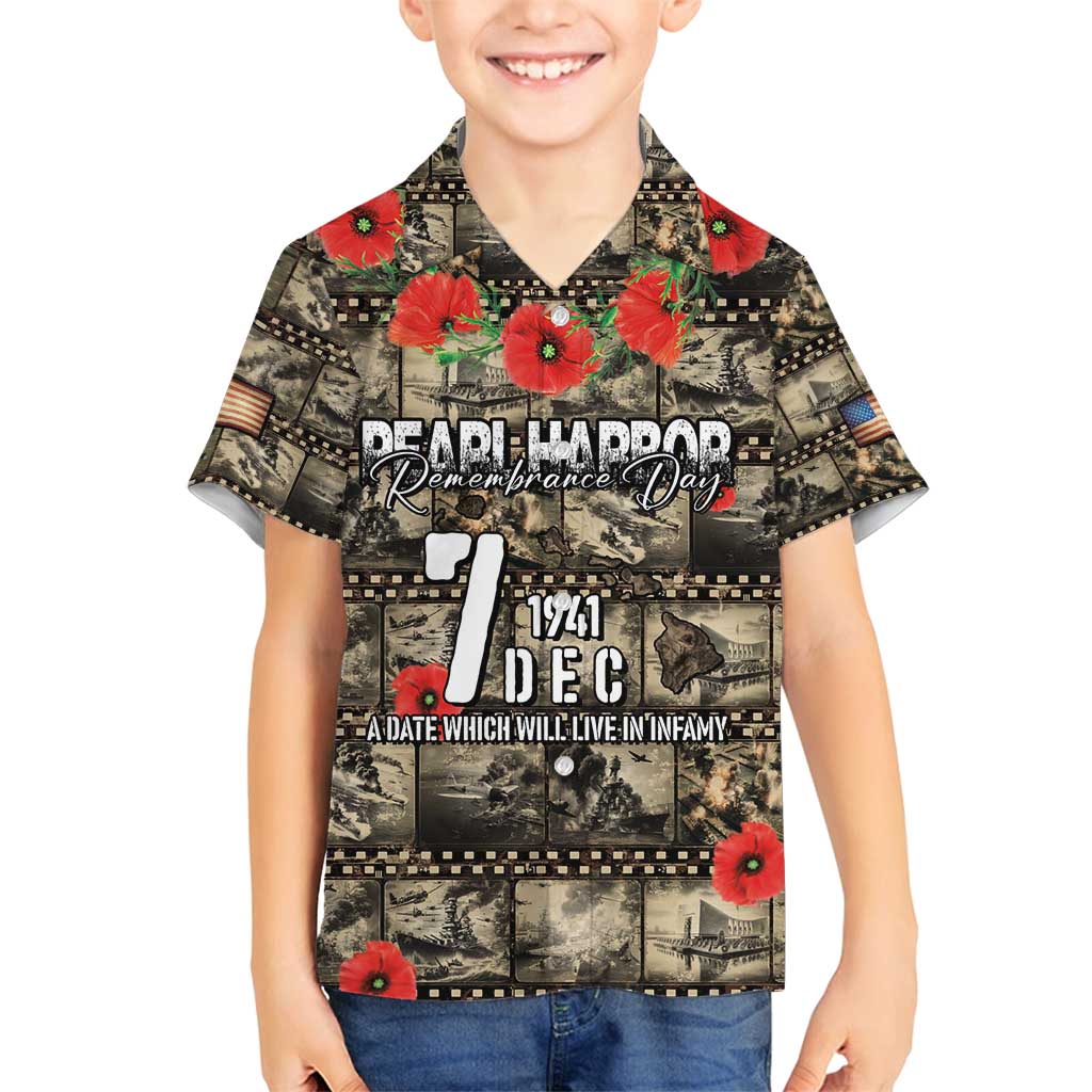 Pearl Harbor Remembrance Day Personalized Family Matching Tank Maxi Dress and Hawaiian Shirt Memories of December 7 with Red Poppy Lei - Polynesian Pride