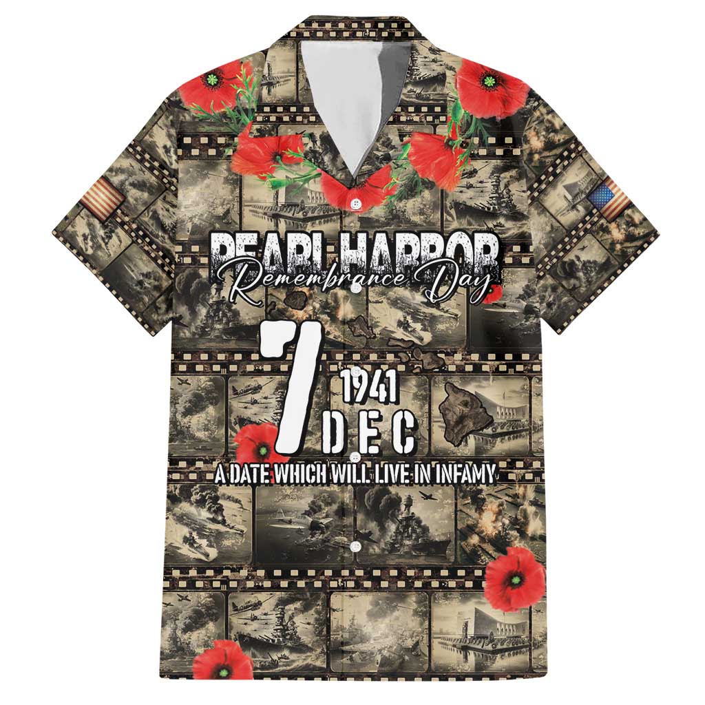 Pearl Harbor Remembrance Day Personalized Hawaiian Shirt Memories of December 7 with Red Poppy Lei - Polynesian Pride
