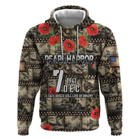 Pearl Harbor Remembrance Day Personalized Hoodie Memories of December 7 with Red Poppy Lei - Polynesian Pride