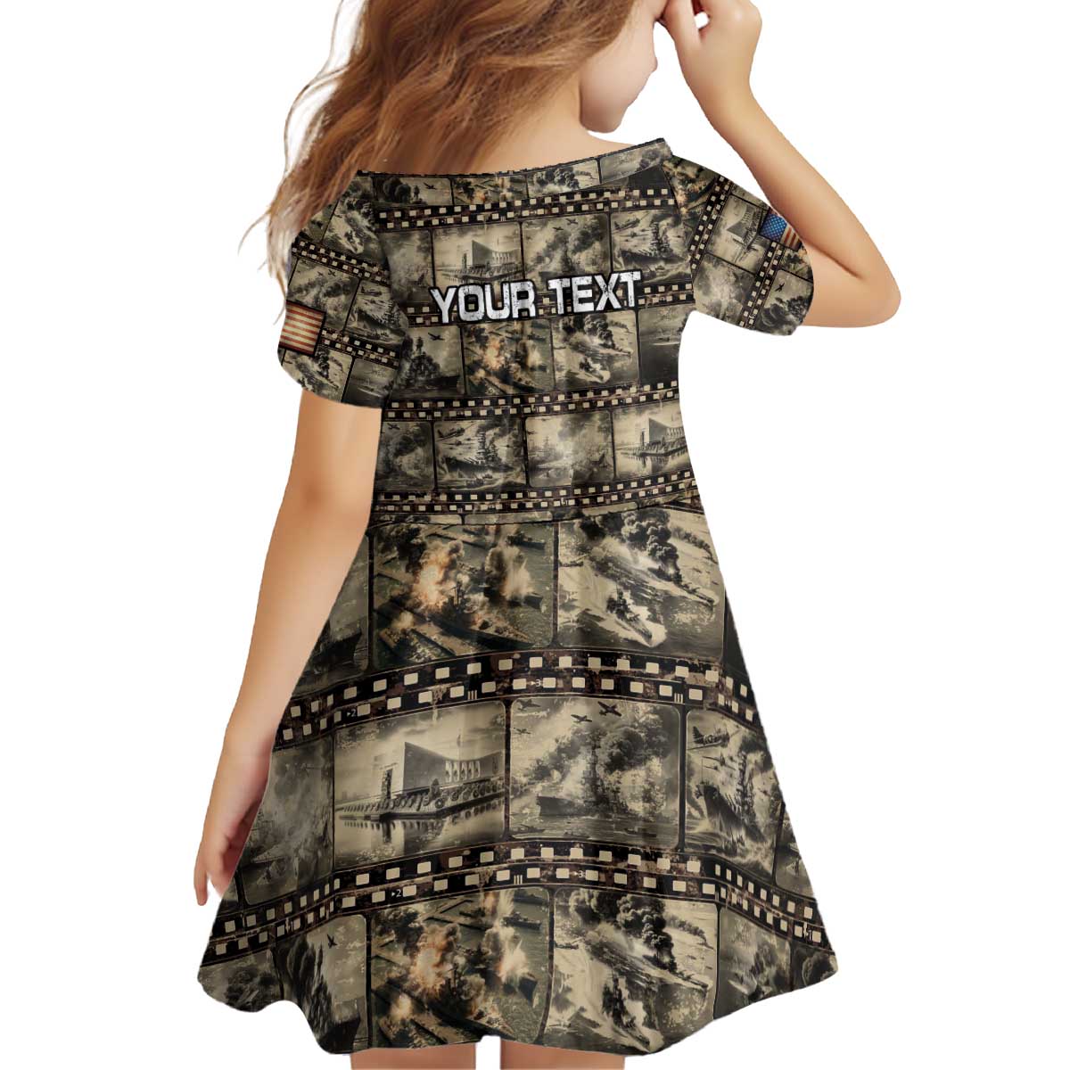 Pearl Harbor Remembrance Day Personalized Kid Short Sleeve Dress Memories of December 7 with Red Poppy Lei - Polynesian Pride
