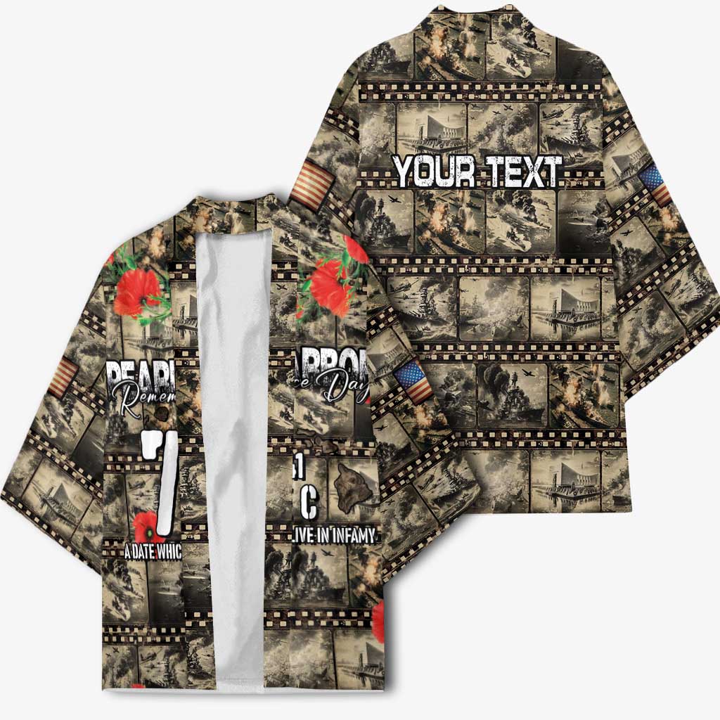 Pearl Harbor Remembrance Day Personalized Kimono Memories of December 7 with Red Poppy Lei - Polynesian Pride
