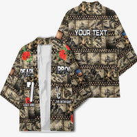 Pearl Harbor Remembrance Day Personalized Kimono Memories of December 7 with Red Poppy Lei - Polynesian Pride