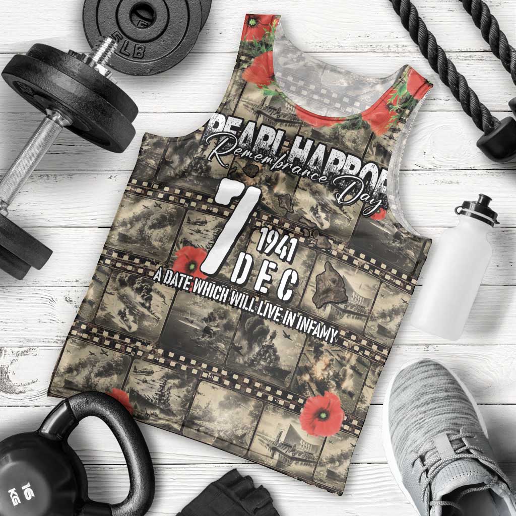 Pearl Harbor Remembrance Day Personalized Men Tank Top Memories of December 7 with Red Poppy Lei - Polynesian Pride