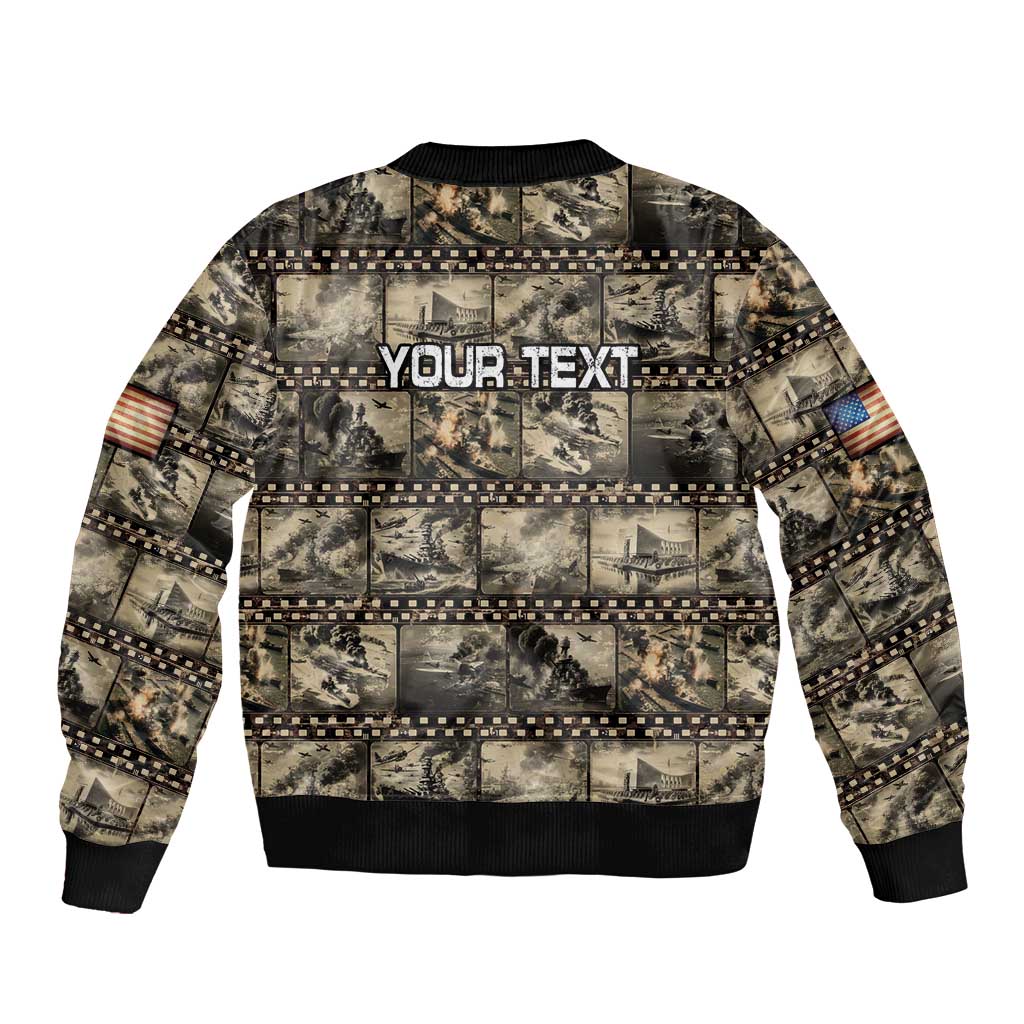 Pearl Harbor Remembrance Day Personalized Sleeve Zip Bomber Jacket Memories of December 7 with Red Poppy Lei - Polynesian Pride