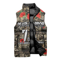 Pearl Harbor Remembrance Day Personalized Sleeveless Puffer Jacket Memories of December 7 with Red Poppy Lei LT03 - Polynesian Pride