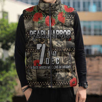 Pearl Harbor Remembrance Day Personalized Sleeveless Puffer Jacket Memories of December 7 with Red Poppy Lei LT03 - Polynesian Pride