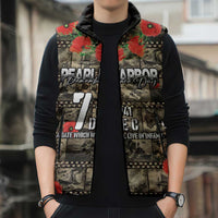 Pearl Harbor Remembrance Day Personalized Sleeveless Puffer Jacket Memories of December 7 with Red Poppy Lei LT03 - Polynesian Pride