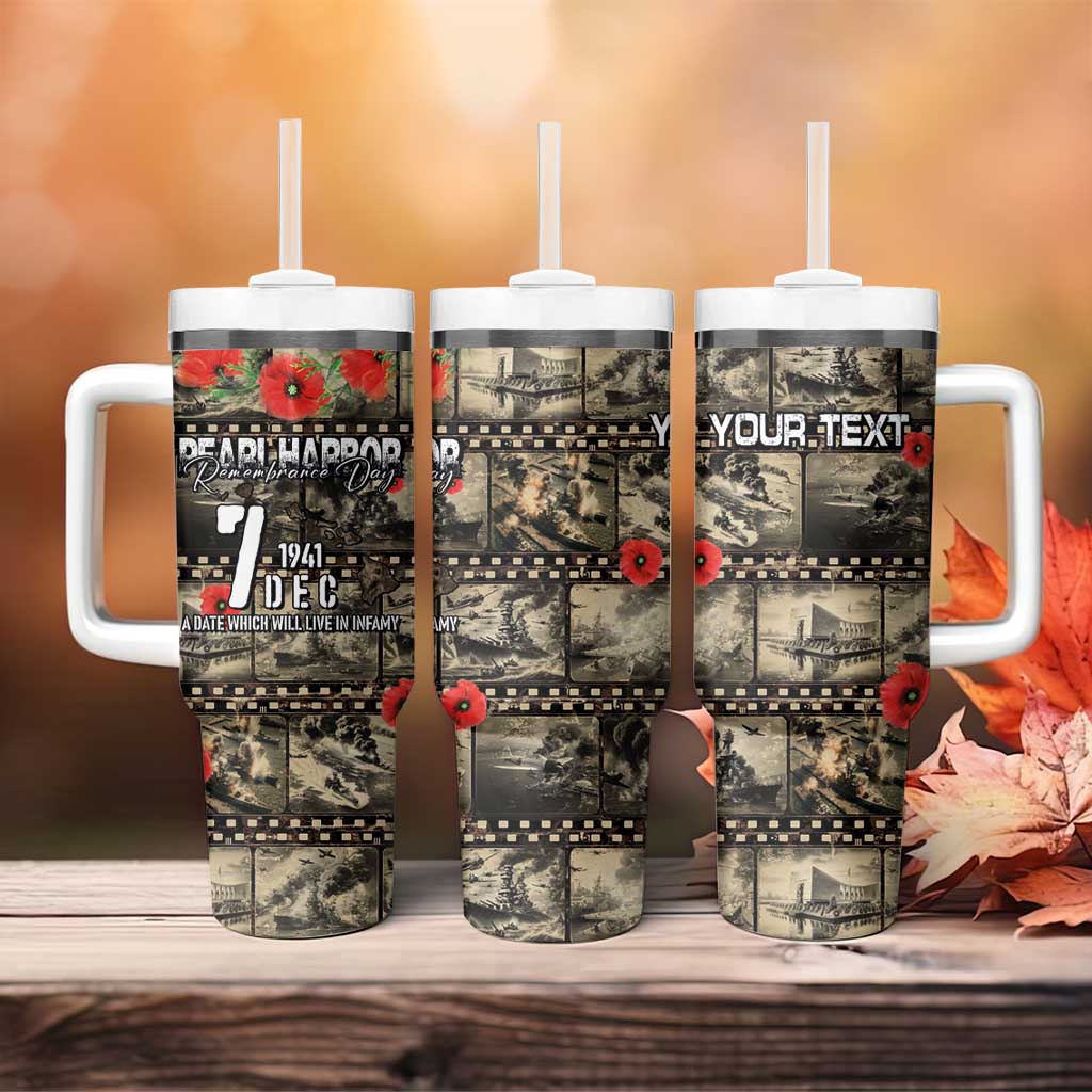 Pearl Harbor Remembrance Day Personalized Tumbler With Handle Memories of December 7 with Red Poppy Lei - Polynesian Pride
