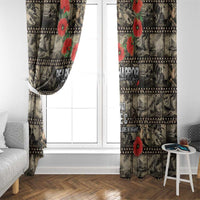 Pearl Harbor Remembrance Day Window Curtain Memories of December 7 with Red Poppy Lei - Polynesian Pride