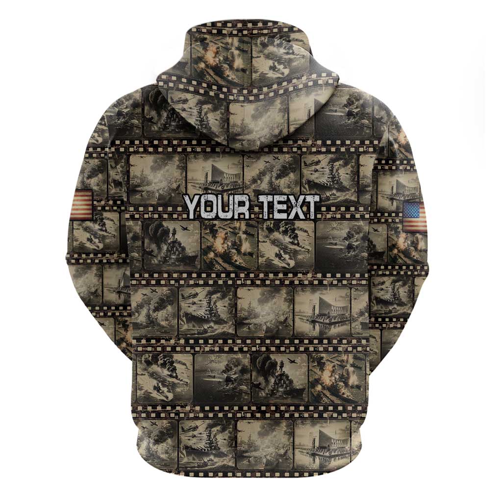 Pearl Harbor Remembrance Day Personalized Zip Hoodie Memories of December 7 with Red Poppy Lei - Polynesian Pride