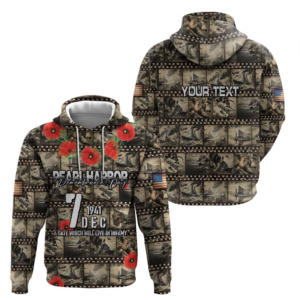 Pearl Harbor Remembrance Day Personalized Zip Hoodie Memories of December 7 with Red Poppy Lei - Polynesian Pride