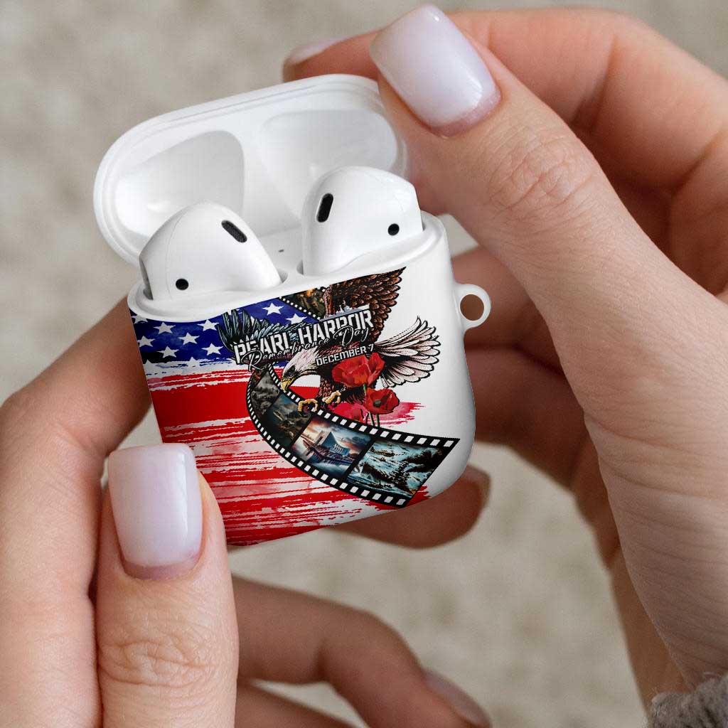 Pearl Harbor Remembrance Day AirPods Case Lest We Forget - The Bald Eagle Remembers - Polynesian Pride