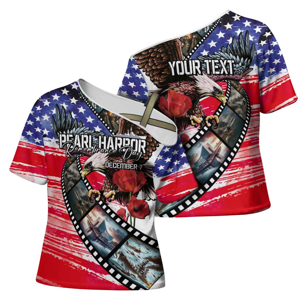 Pearl Harbor Remembrance Day Personalized Cross Shoulder Shirt Lest We Forget - The Bald Eagle Remembers - Polynesian Pride