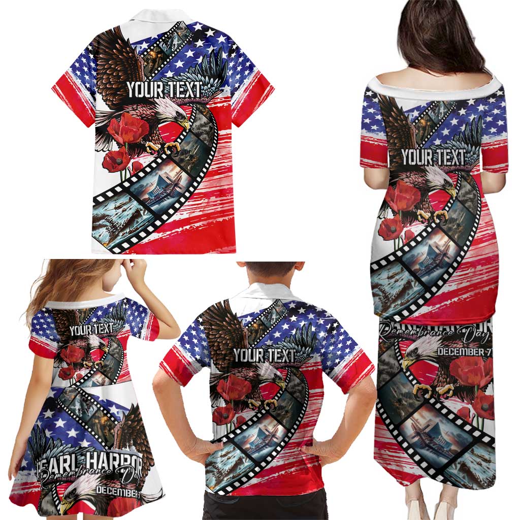 Pearl Harbor Remembrance Day Personalized Family Matching Puletasi and Hawaiian Shirt Lest We Forget - The Bald Eagle Remembers - Polynesian Pride