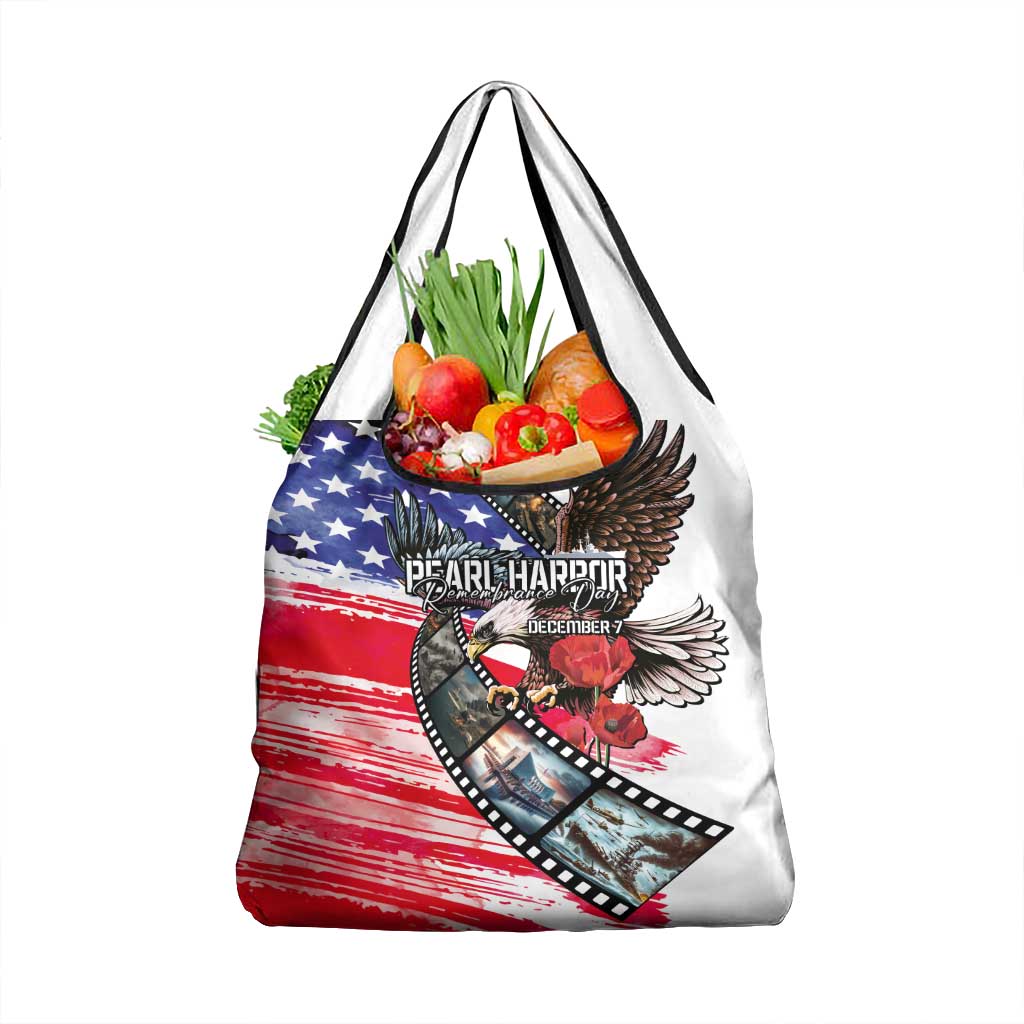 Pearl Harbor Remembrance Day Grocery Bag Lest We Forget - The Bald Eagle Remembers - Polynesian Pride