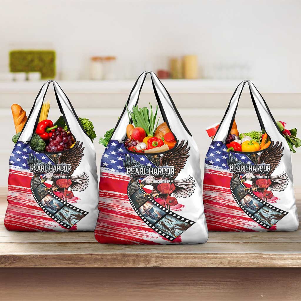 Pearl Harbor Remembrance Day Grocery Bag Lest We Forget - The Bald Eagle Remembers - Polynesian Pride