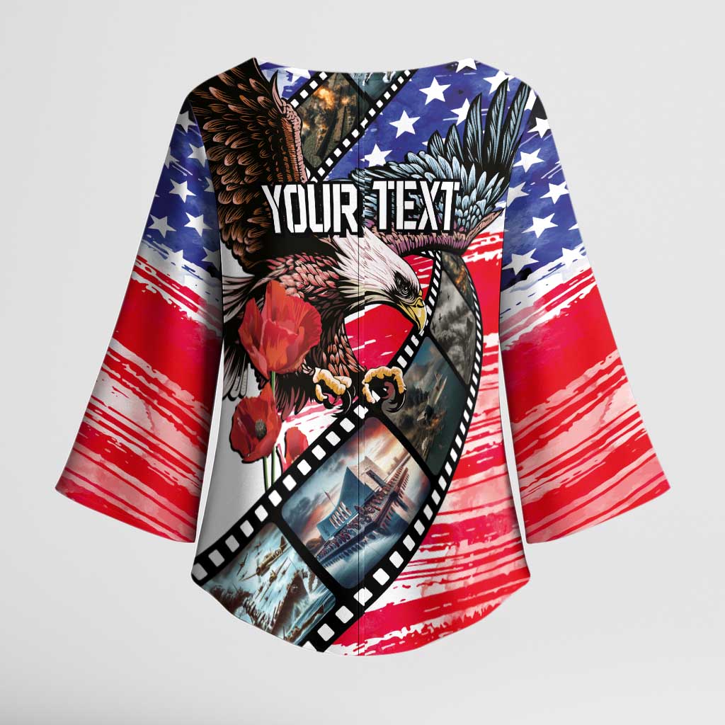 Pearl Harbor Remembrance Day Personalized Kimono Sleeve Blouse Lest We Forget - The Bald Eagle Remembers - Polynesian Pride