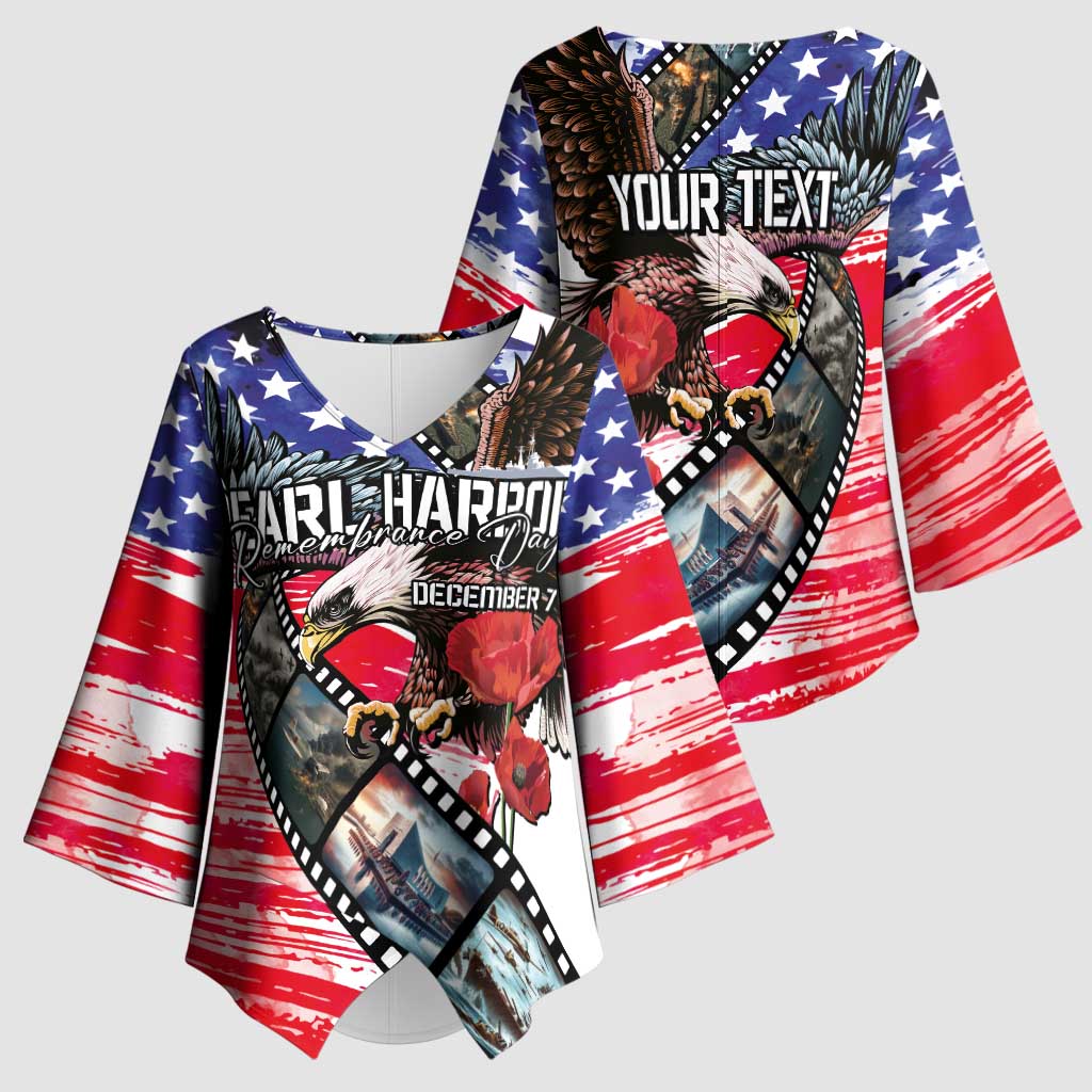 Pearl Harbor Remembrance Day Personalized Kimono Sleeve Blouse Lest We Forget - The Bald Eagle Remembers - Polynesian Pride