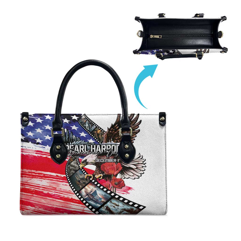 Pearl Harbor Remembrance Day Leather Bag Lest We Forget - The Bald Eagle Remembers - Polynesian Pride