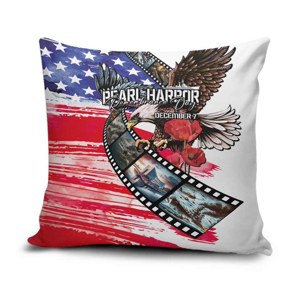 Pearl Harbor Remembrance Day Pillow Cover Lest We Forget - The Bald Eagle Remembers - Polynesian Pride