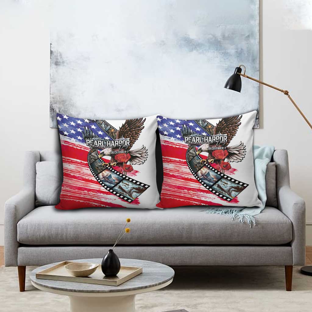 Pearl Harbor Remembrance Day Pillow Cover Lest We Forget - The Bald Eagle Remembers - Polynesian Pride