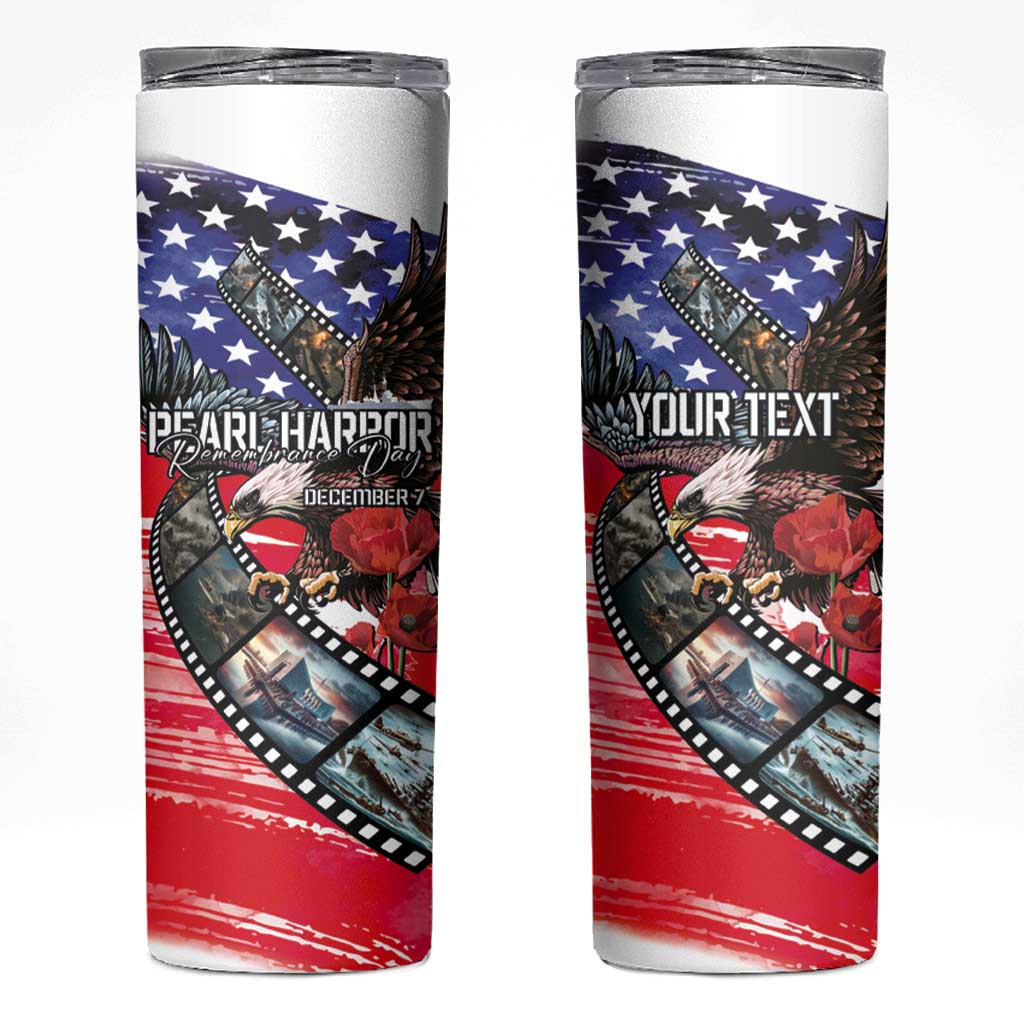 Pearl Harbor Remembrance Day Personalized Skinny Tumbler Lest We Forget - The Bald Eagle Remembers LT03 White - Polynesian Pride