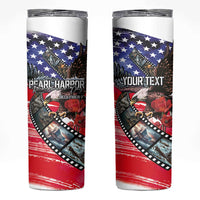 Pearl Harbor Remembrance Day Personalized Skinny Tumbler Lest We Forget - The Bald Eagle Remembers LT03 White - Polynesian Pride