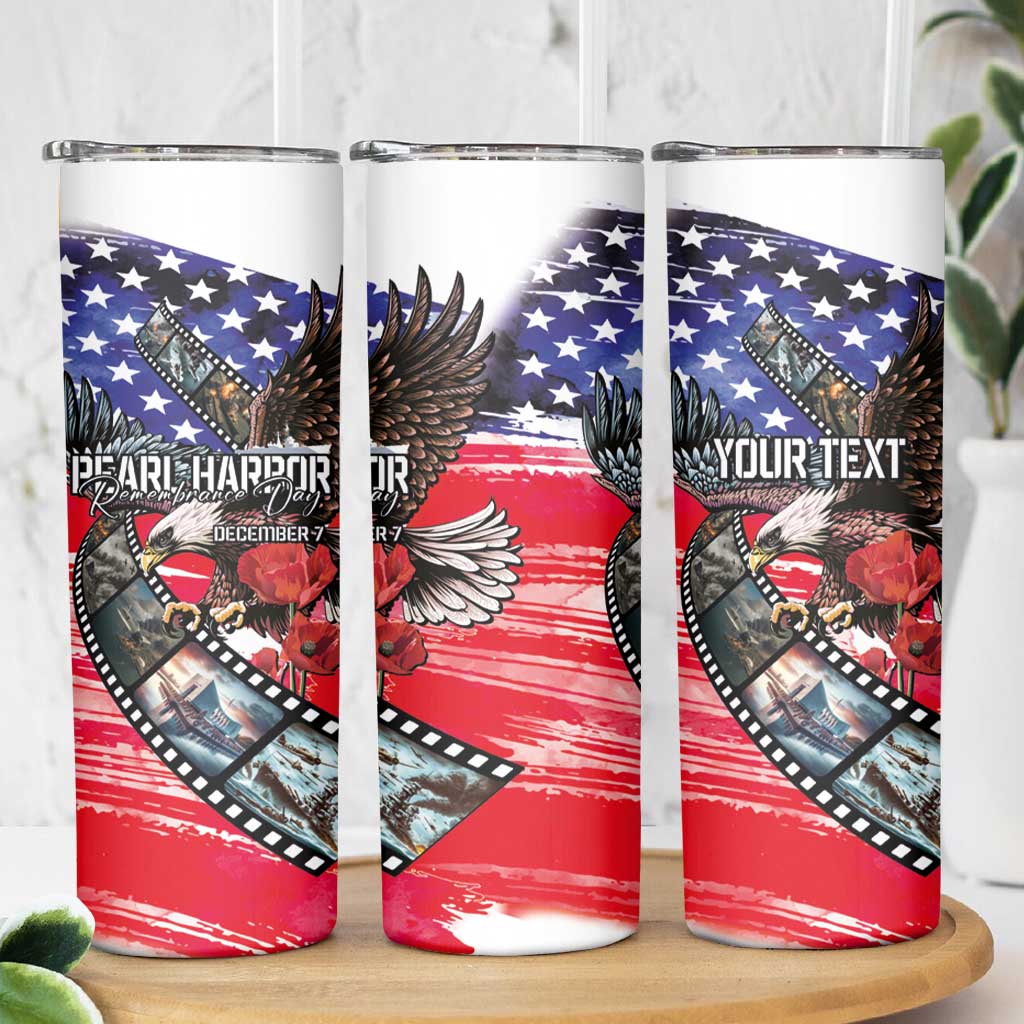 Pearl Harbor Remembrance Day Personalized Skinny Tumbler Lest We Forget - The Bald Eagle Remembers LT03 - Polynesian Pride