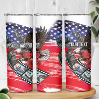 Pearl Harbor Remembrance Day Personalized Skinny Tumbler Lest We Forget - The Bald Eagle Remembers LT03 - Polynesian Pride