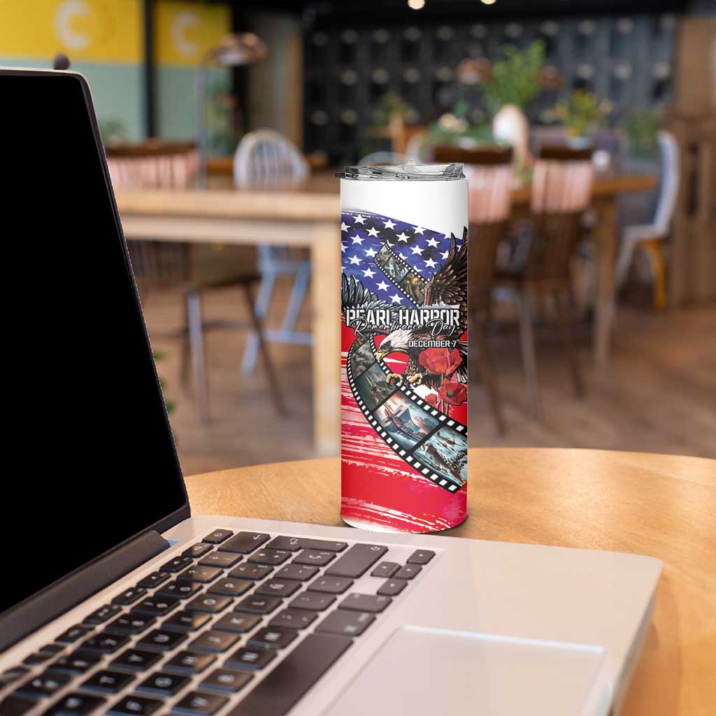 Pearl Harbor Remembrance Day Personalized Skinny Tumbler Lest We Forget - The Bald Eagle Remembers LT03 - Polynesian Pride