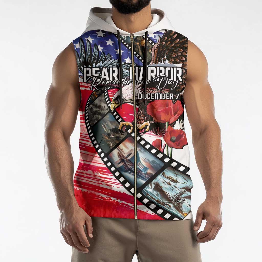 Pearl Harbor Remembrance Day Personalized Sleeveless Zip Hoodie Lest We Forget - The Bald Eagle Remembers - Polynesian Pride