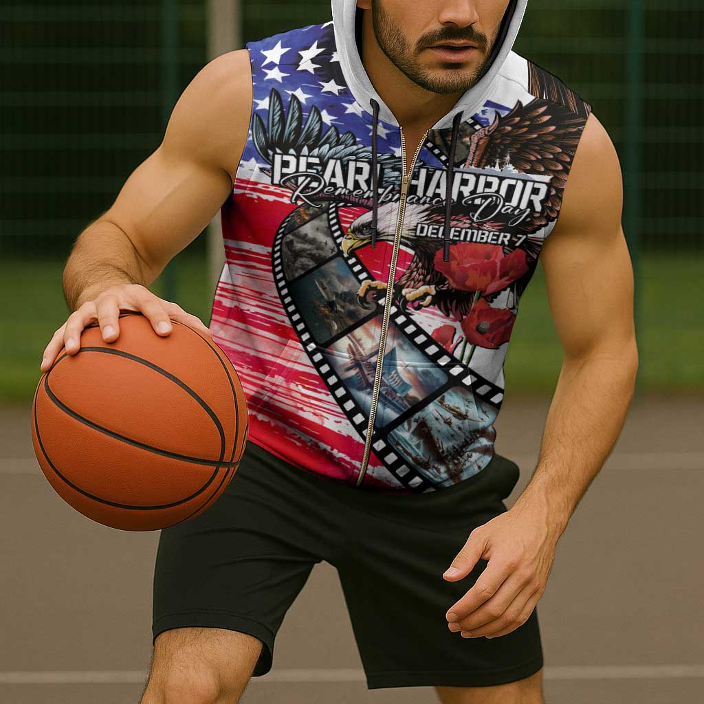 Pearl Harbor Remembrance Day Personalized Sleeveless Zip Hoodie Lest We Forget - The Bald Eagle Remembers - Polynesian Pride