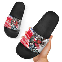 Pearl Harbor Remembrance Day Slide Sandals Lest We Forget - The Bald Eagle Remembers - Polynesian Pride
