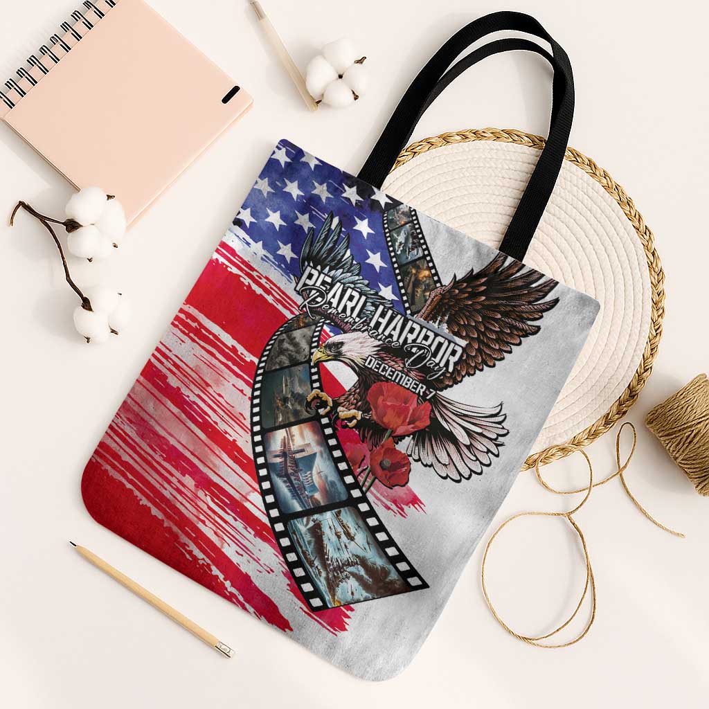 Pearl Harbor Remembrance Day Tote Bag Lest We Forget - The Bald Eagle Remembers - Polynesian Pride
